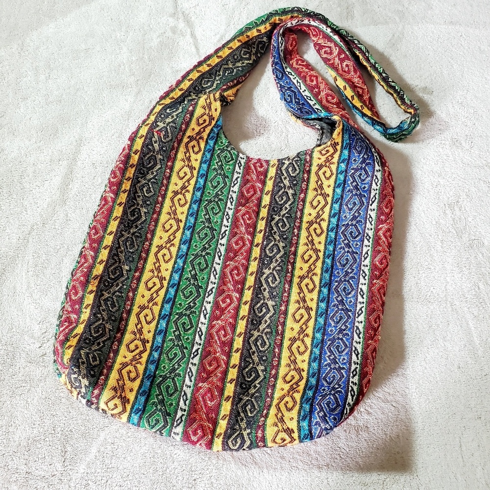 Crossbody Striped Woven Hippie Festival Bag